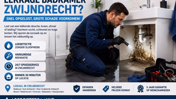 Lekkage badkamer Zwijndrecht? Zo voorkomt u grote waterschade